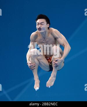 China Kai Qin durante la 3m Springboard Final maschile Foto Stock