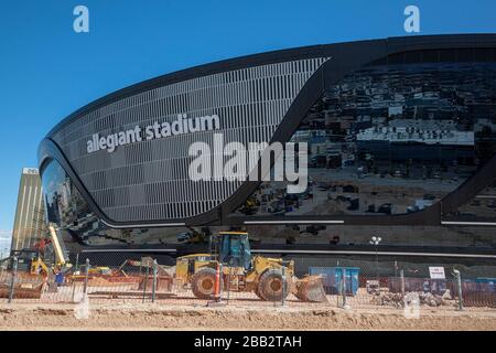 Vista generale della costruzione allo stadio Allegiant tra la pandemia globale di coronavirus COVID-19, lunedì 23 marzo 2020, a Las Vegas, USA. (Foto di IOS/Espa-Images) Foto Stock