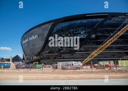 Vista generale della costruzione allo stadio Allegiant tra la pandemia globale di coronavirus COVID-19, lunedì 23 marzo 2020, a Las Vegas, USA. (Foto di IOS/Espa-Images) Foto Stock