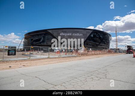Vista generale della costruzione allo stadio Allegiant tra la pandemia globale di coronavirus COVID-19, lunedì 23 marzo 2020, a Las Vegas, USA. (Foto di IOS/Espa-Images) Foto Stock