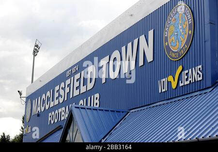 Una vista del Moss Rose Ground, sede della città di Macclesfield Foto Stock