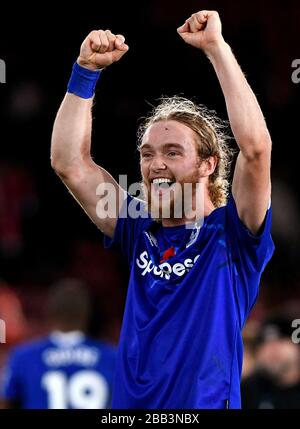 Tom Davies of Everton celebra - Southampton v Everton, Premier League, St Mary's Stadium, Southampton, UK - 9th novembre 2019 solo per uso editoriale - si applicano le restrizioni di DataCo Foto Stock