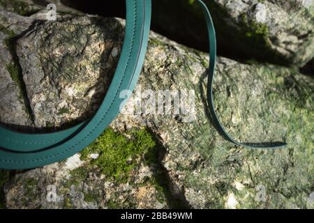 Portafoglio in pelle verde look design libro Foto Stock