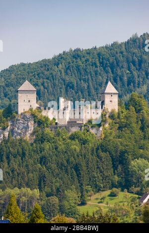 Il parzialmente rovinato castello Gallenstein, fondata nel 1278. Comune di Sankt Gallen, distretto Liezen, membro della Stiria, Austria Foto Stock