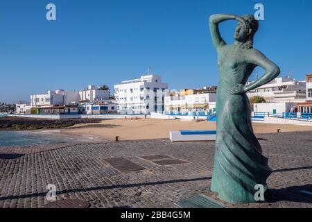 Monumento Mariners sul porto Corralejo la Oliva Fuerteventura Isole Canarie Spagna Foto Stock