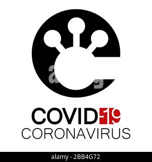 COVID-19 icona vettore coronavirus, simbolo, logo su sfondo trasparente. Variazione nero e rosso N° 1 Illustrazione Vettoriale