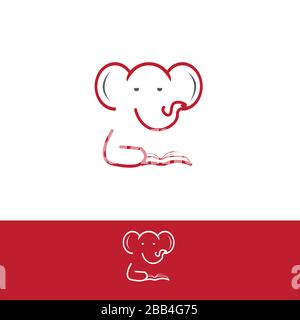 Testa di simpatica divertente Elephant Logo disegno elemento vettoriale illustrazione Illustrazione Vettoriale