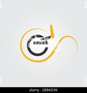 Vortex a cerchio arrotondato iniziale e Letter Logo Design illustrazioni vettoriali Illustrazione Vettoriale