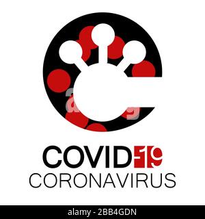 COVID-19 icona vettore coronavirus, simbolo, logo su sfondo trasparente. Variazione nero e rosso N° 2 Illustrazione Vettoriale