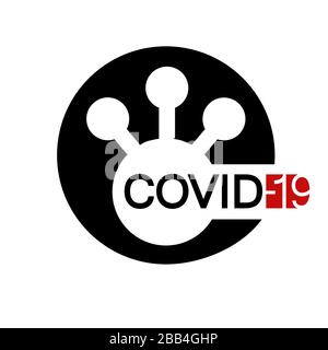 COVID-19 icona vettore coronavirus, simbolo, logo su sfondo trasparente. Variazione nero e rosso N° 3 Illustrazione Vettoriale