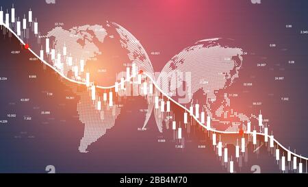 Mercato azionario e exchange. Candela di Business stick diagramma grafico del mercato azionario Investimenti trading. Dati sulla borsa. Punto rialzista, andamento del grafico Illustrazione Vettoriale