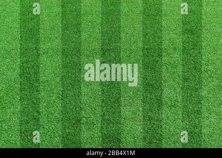 Campo da calcio in erba con vista dall'alto. Verde prato modello sfondo Foto Stock