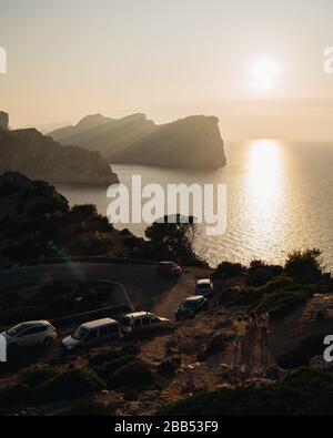 Vista del tramonto da Cap de Formentor, Maiorca, Spagna Foto Stock