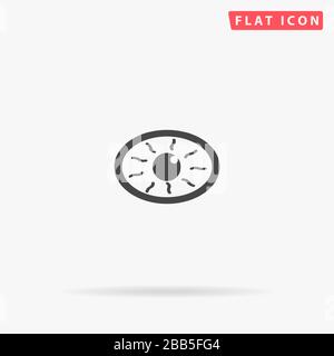 Infiammazione dell'occhio, icona del vettore piatto del mal di occhio. Segno di stile glifo. Simbolo di illustrazioni disegnate a mano per informazioni sui concetti, progetti, UI e U Illustrazione Vettoriale