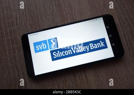 Logo Silicon Valley Bank visualizzato sullo smartphone Foto Stock