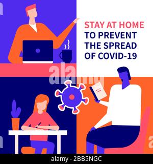 Soggiorno a casa consigli - disegno piatto stile illustrazione Illustrazione Vettoriale