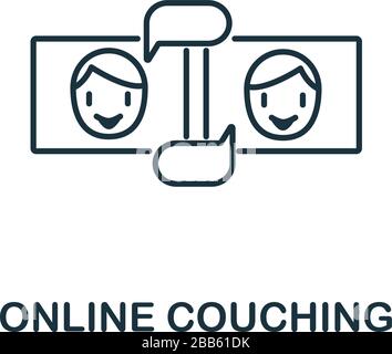 Icona di coaching online dalla raccolta di e-learning. Elemento di linea semplice Online Coaching simbolo per modelli, web design e infografiche Illustrazione Vettoriale