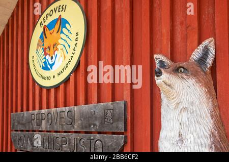 Ingresso al Parco Nazionale di Repotesi in Finlandia. Foto Stock