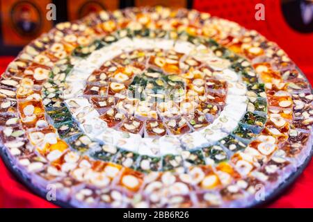 Un assortimento di delizie Turche barre (rivestite con zucchero caramella morbida) Foto Stock