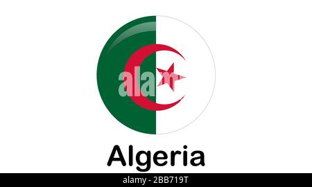 Bandiera algerina originale e semplice isolata in colori ufficiali e Proporzione Correttamente Illustrazione Vettoriale