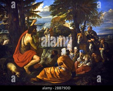 San Giovanni Battista predicazione nel deserto 1650-1655 Pier Francesco Mola 1612-1666 Alto Barocco Italia Foto Stock