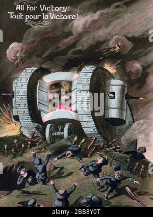 TUTTO PER LA VITTORIA ! Cartolina inglese della prima guerra mondiale Foto Stock