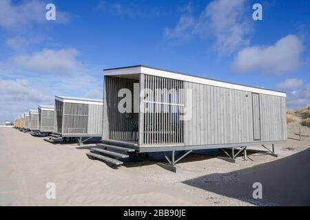 Case in legno da spiaggia in affitto a Kijkduin, Den Haag, Olanda Foto Stock