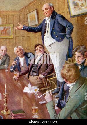 CARTE PICKWICK di Charles Dickens, 1836. Il signor Pickwick si rivolge al Club in un'illustrazione 1920s Foto Stock