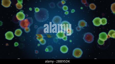 Cellule batteriche al microscopio elettronico. Biologia, virus, scienza, medicina e genetica. illustrazione del rendering 3d. Foto Stock