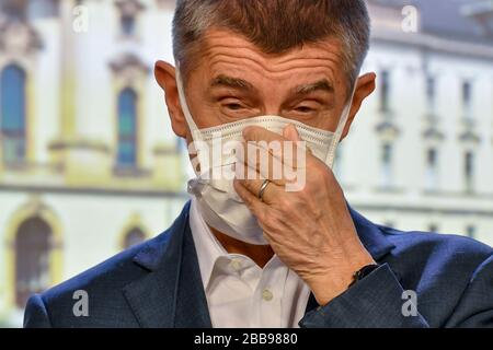 Praga, Repubblica Ceca. 30th Mar, 2020. Il governo ceco ha prolungato i limiti della libera circolazione delle persone in tutto il paese sulla pandemia di coronavirus fino all'11 aprile, il primo ministro Andrej Babis (ANO) ha dichiarato a CTK a Praga, Repubblica Ceca, il 30 marzo 2020. Credito: Vit Simanek/CTK Foto/Alamy Live News Foto Stock