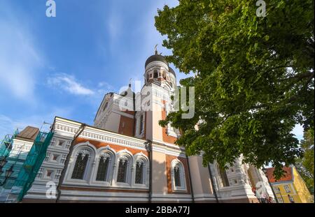 La facciata della Cattedrale di Alexander Nevsky sulla collina di Toompea nella città medievale di Tallinn Estonia. Foto Stock