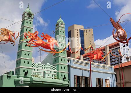 Moschea di Jamae, quartiere di Chinatown, Singapore, Asia Foto Stock