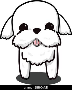 Cute Maltese White Puppy Cartoon Vector, per design, banner, logo Illustrazione Vettoriale