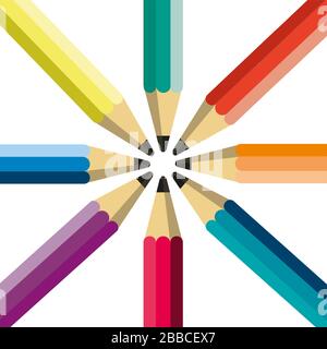 Disegno vettoriale matite su sfondo bianco Illustrazione Vettoriale