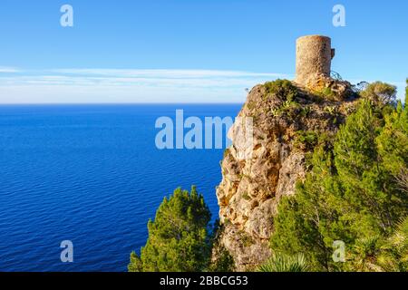 Torre des Verger, vicino Banyalbufar, Serra de Tramuntana, Maiorca, Isole Baleari, Spagna Foto Stock