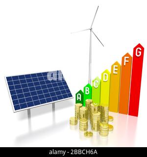 Concetto di energia rinnovabile - illustrazione 3D Foto Stock