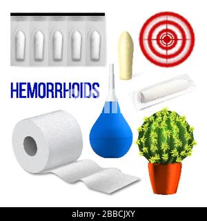 Hemorrhoids Medical Problem Collection Set Vector Illustrazione Vettoriale