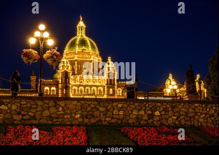 Parlamento buidlings, Victoria Inner Habour, BC, Canada Foto Stock