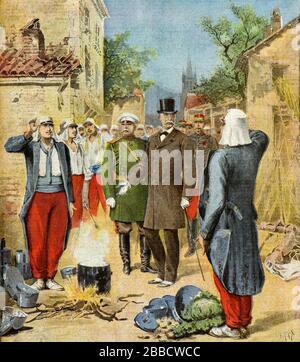 Meyer Henri ( 1841 - 1899 ) - il Presidente della Repubblica francese Felix Faure frequentando le principali manovre dell'esercito condividendo la zuppa con i soldati nel 1895 - Collezione privata Foto Stock