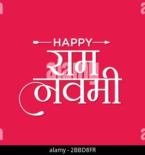 Hindi Typography 'Happy RAM Navami' significa Happy RAM Navami, Indian Festival Banner - vettore Foto Stock