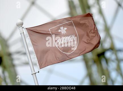 Una bandiera del Surrey è vista al Kia Oval Foto Stock