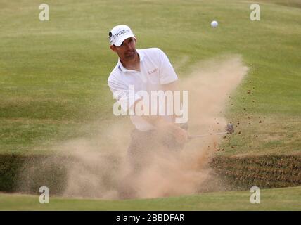 Padraig Harrington della Repubblica d'Irlanda durante il terzo giorno di pratica per il 2013 Open Championship al Muirfield Golf Club, East Lothian Foto Stock