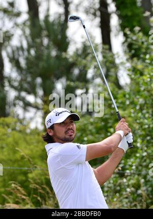 Jason Day in Australia durante il terzo giorno di pratica per il 2013 Open Championship al Muirfield Golf Club, East Lothian Foto Stock