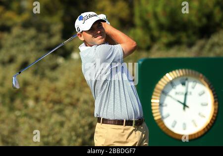 Peter Hanson, svedese, durante il secondo giorno dell'Open Championship 2013 presso il Muirfield Golf Club, East Lothian Foto Stock