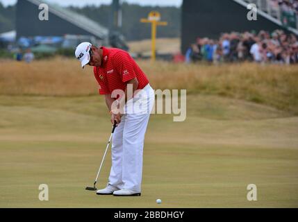 Lee Westwood dell'Inghilterra durante il quarto giorno del 2013 Open Championship al Muirfield Golf Club, East Lothian Foto Stock