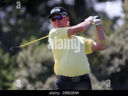 Miguel Angel Jimenez in Spagna durante il quarto giorno del 2013 Open Championship al Muirfield Golf Club, East Lothian Foto Stock