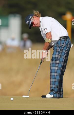 Miguel Angel Jimenez in Spagna durante il terzo giorno del Campionato Open 2013 al Muirfield Golf Club, East Lothian Foto Stock