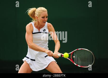 Urszula Radwanska in Polonia in azione contro Alison Riske degli Stati Uniti Foto Stock