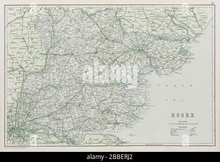 ESSEX. Mostra divisioni parlamentari, quartieri e parchi. PANCETTA 1913 vecchia mappa Foto Stock