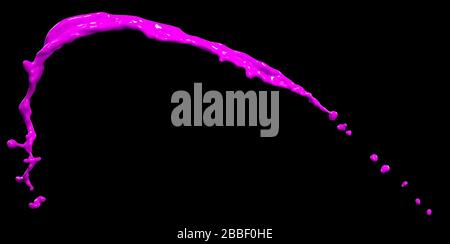 splendida vernice rosa splash isolato su sfondo nero Foto Stock